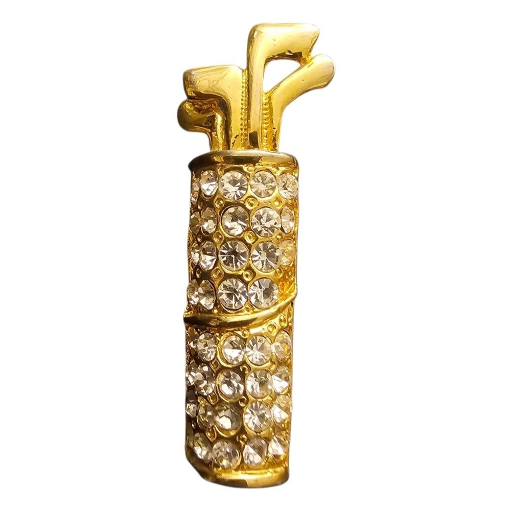 Vintage gold-tone golf bag and clubs brooch - Picture 1 of 3